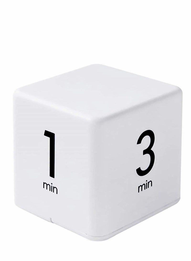 Cube Timer, Kitchen Timer Child Exercise Gravity Sensor Flip For Time Management And Countdown Settings, Student Learning (1 - 3 5 10 Minutes, White) - Image 1